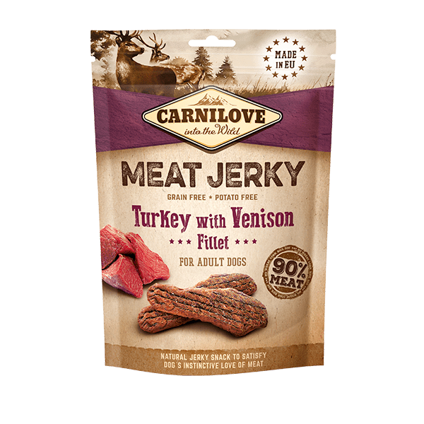 EXP 17FEB25 Carnilove Dog Treat Meat Jerky Turkey with Venison Fillet 100g Supply