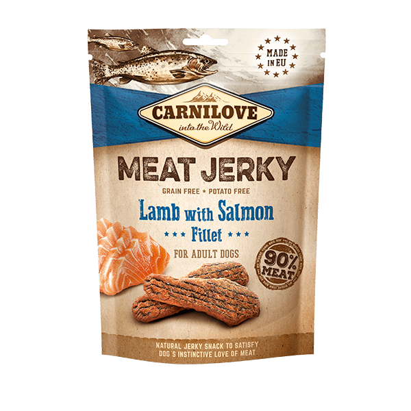 EXP 18FEB25 Carnilove Dog Treat Meat Jerky Lamb with Salmon Fillet 100g Supply